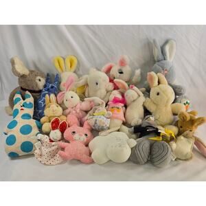 Bunny Rabbit Small 19 Plush Stuffed Animal Lot Rosey Olivine Hallmark Russ Dakin